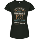 Premium Vintage 42nd Birthday 1981 Womens Petite Cut T-Shirt Black