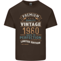 Premium Vintage 43rd Birthday 1980 Mens Cotton T-Shirt Tee Top Dark Chocolate