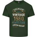 Premium Vintage 43rd Birthday 1980 Mens Cotton T-Shirt Tee Top Forest Green