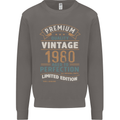 Premium Vintage 43rd Birthday 1980 Mens Sweatshirt Jumper Charcoal