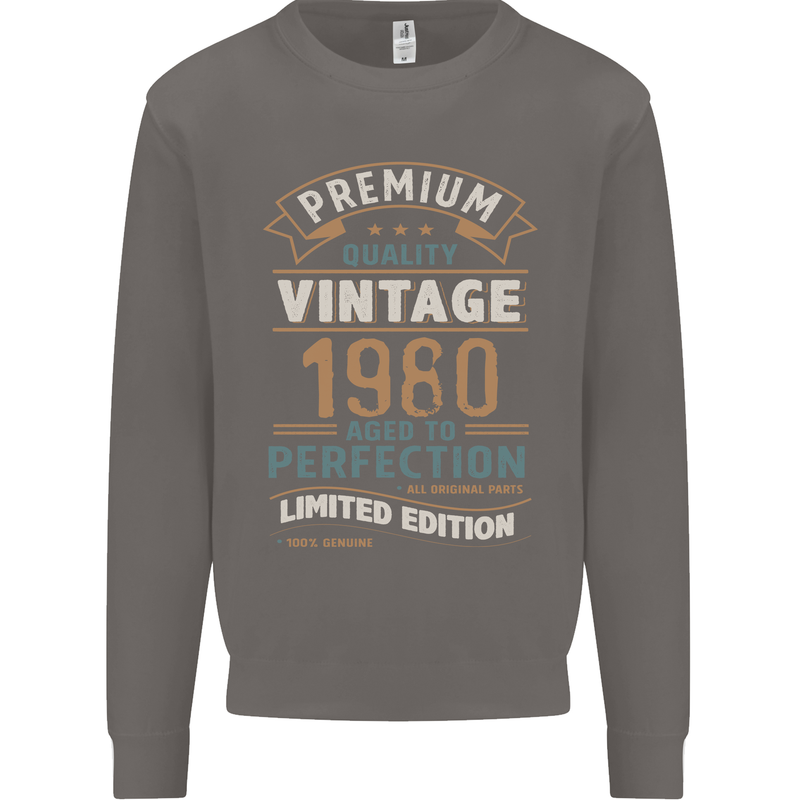 Premium Vintage 43rd Birthday 1980 Mens Sweatshirt Jumper Charcoal