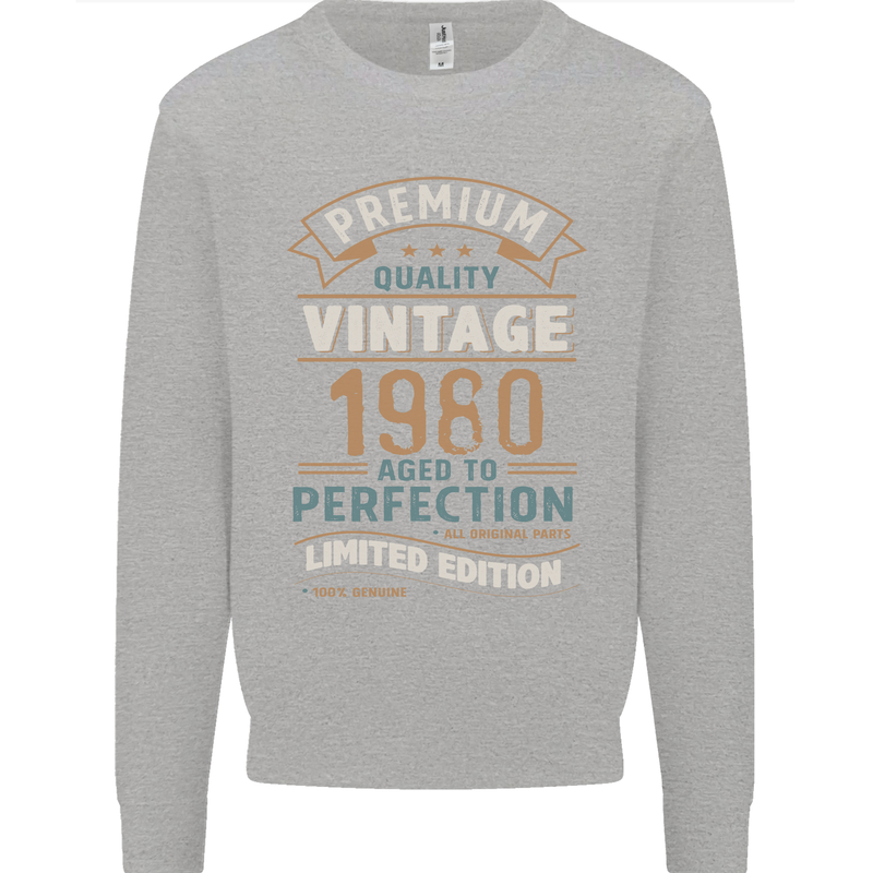 Premium Vintage 43rd Birthday 1980 Mens Sweatshirt Jumper Sports Grey