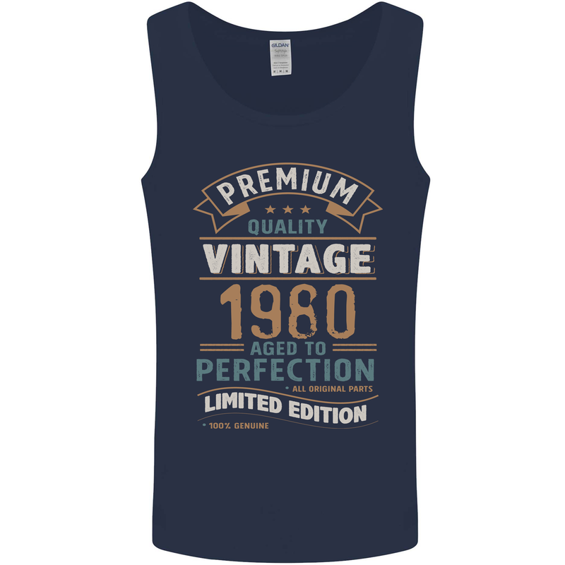 Premium Vintage 43rd Birthday 1980 Mens Vest Tank Top Navy Blue