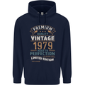 Premium Vintage 44th Birthday 1979 Mens 80% Cotton Hoodie Navy Blue