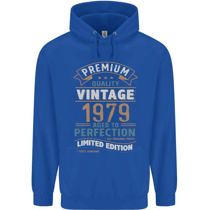 Premium Vintage 44th Birthday 1979 Mens 80% Cotton Hoodie Royal Blue