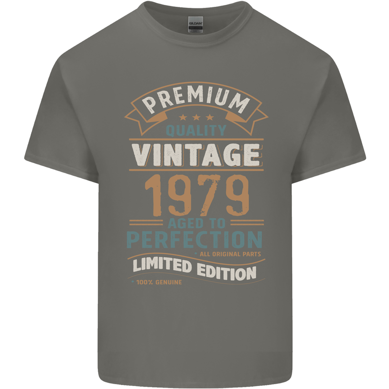 Premium Vintage 44th Birthday 1979 Mens Cotton T-Shirt Tee Top Charcoal