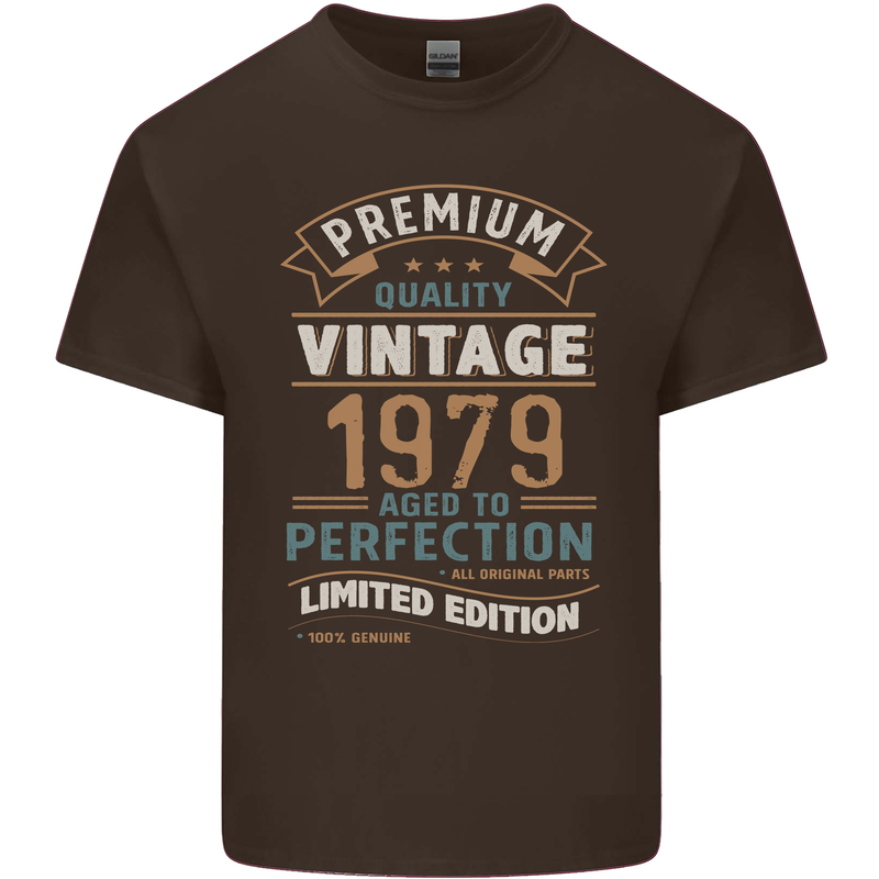 Premium Vintage 44th Birthday 1979 Mens Cotton T-Shirt Tee Top Dark Chocolate