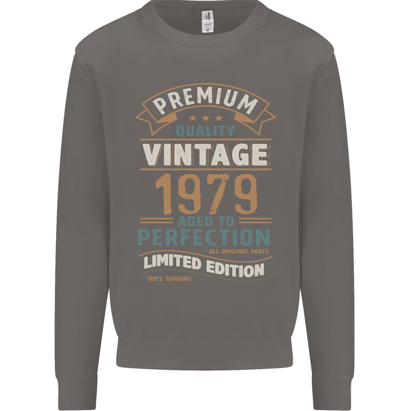 Premium Vintage 44th Birthday 1979 Mens Sweatshirt Jumper Charcoal
