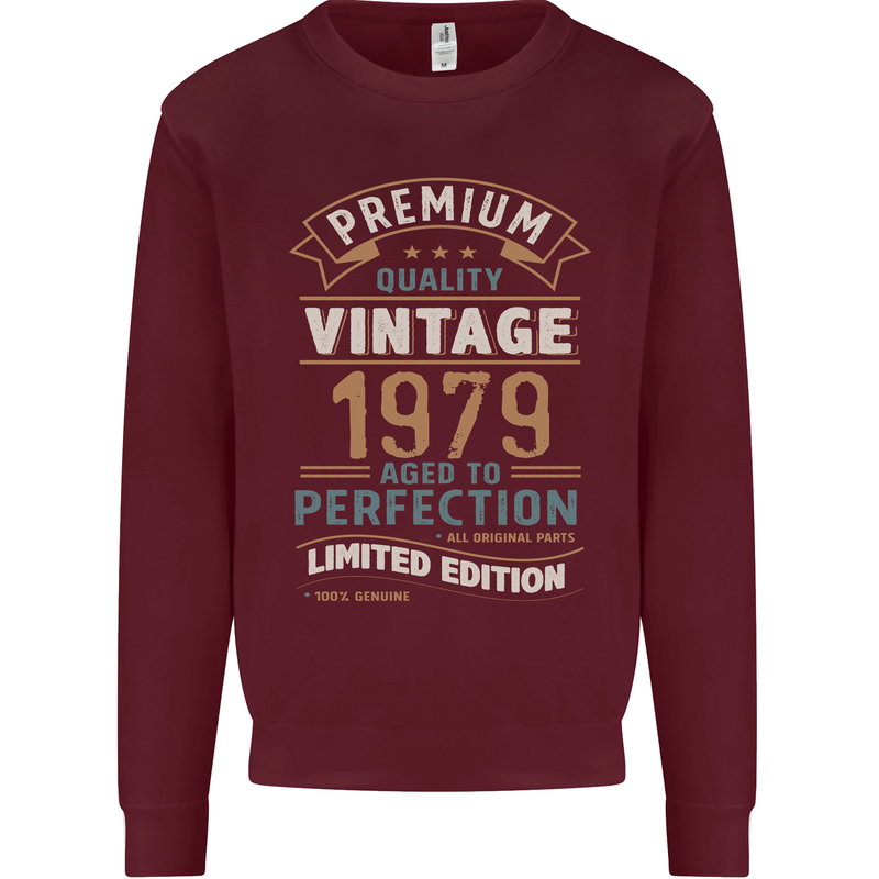 Premium Vintage 44th Birthday 1979 Mens Sweatshirt Jumper Maroon