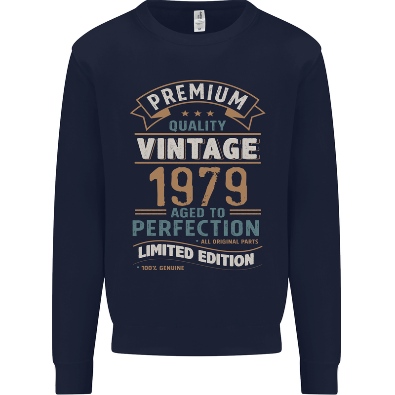 Premium Vintage 44th Birthday 1979 Mens Sweatshirt Jumper Navy Blue