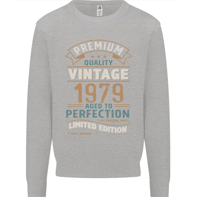 Premium Vintage 44th Birthday 1979 Mens Sweatshirt Jumper Sports Grey