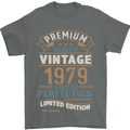 Premium Vintage 44th Birthday 1979 Mens T-Shirt 100% Cotton Charcoal