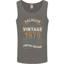 Premium Vintage 44th Birthday 1979 Mens Vest Tank Top Charcoal