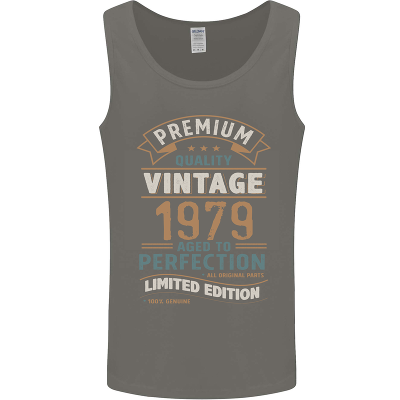 Premium Vintage 44th Birthday 1979 Mens Vest Tank Top Charcoal