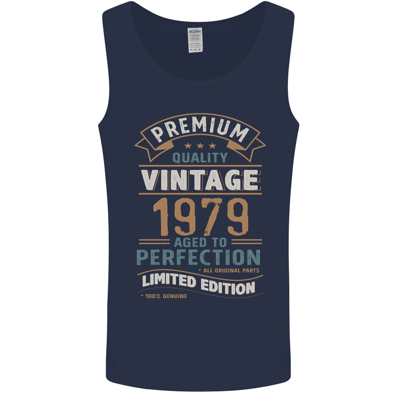Premium Vintage 44th Birthday 1979 Mens Vest Tank Top Navy Blue