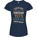 Premium Vintage 44th Birthday 1979 Womens Petite Cut T-Shirt Navy Blue