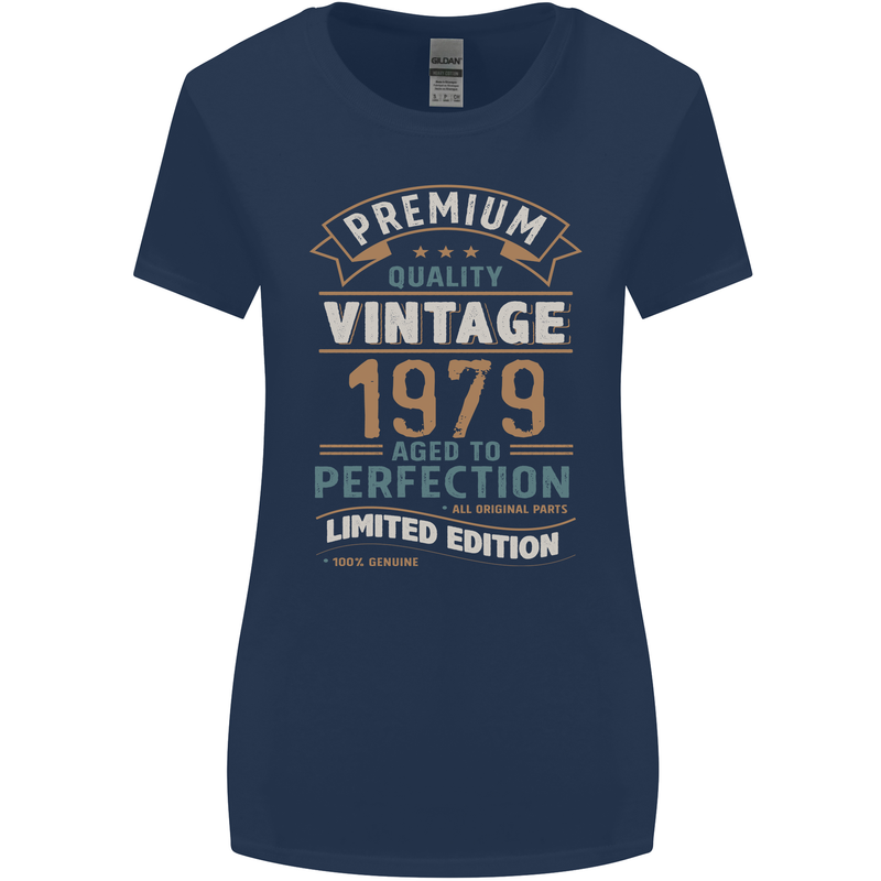 Premium Vintage 44th Birthday 1979 Womens Wider Cut T-Shirt Navy Blue