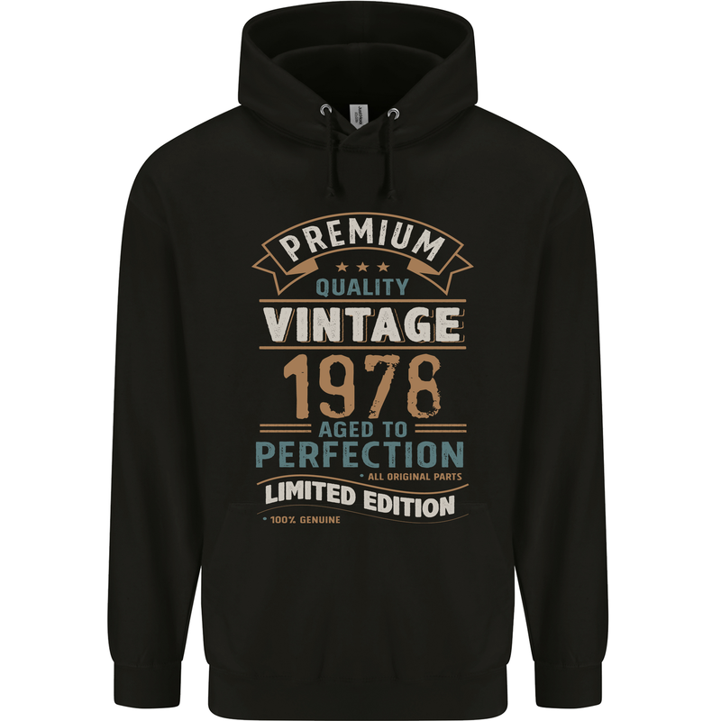 Premium Vintage 45th Birthday 1978 Mens 80% Cotton Hoodie Black
