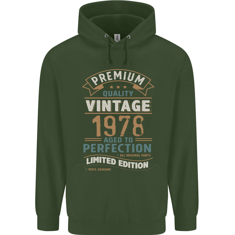 Premium Vintage 45th Birthday 1978 Mens 80% Cotton Hoodie Forest Green