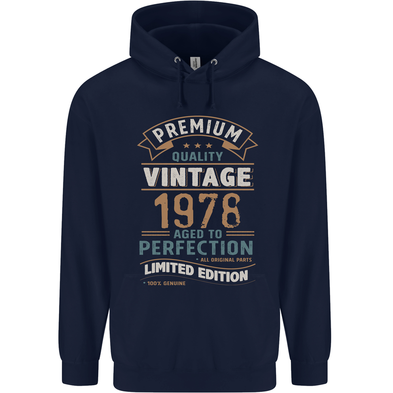 Premium Vintage 45th Birthday 1978 Mens 80% Cotton Hoodie Navy Blue