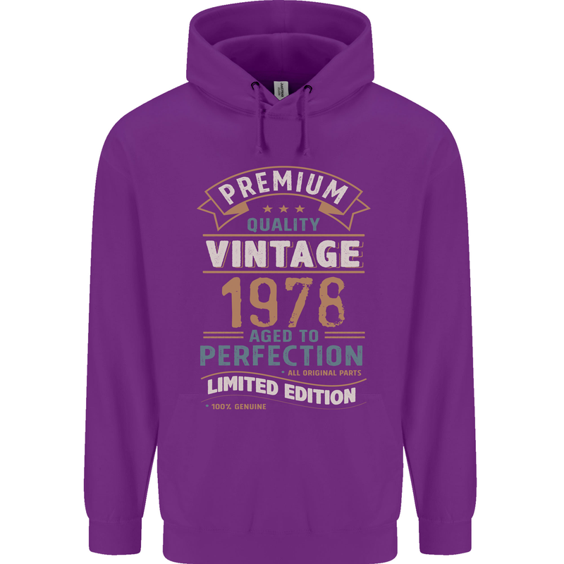 Premium Vintage 45th Birthday 1978 Mens 80% Cotton Hoodie Purple
