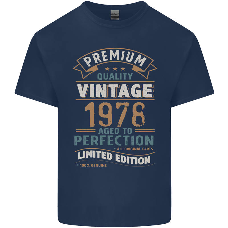 Premium Vintage 45th Birthday 1978 Mens Cotton T-Shirt Tee Top Navy Blue