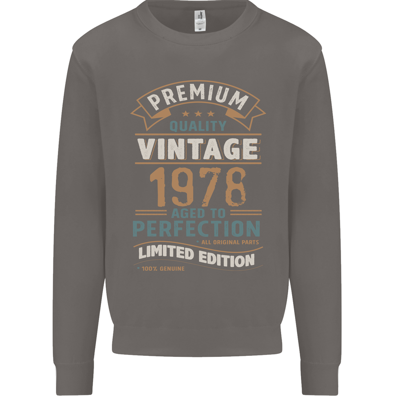 Premium Vintage 45th Birthday 1978 Mens Sweatshirt Jumper Charcoal