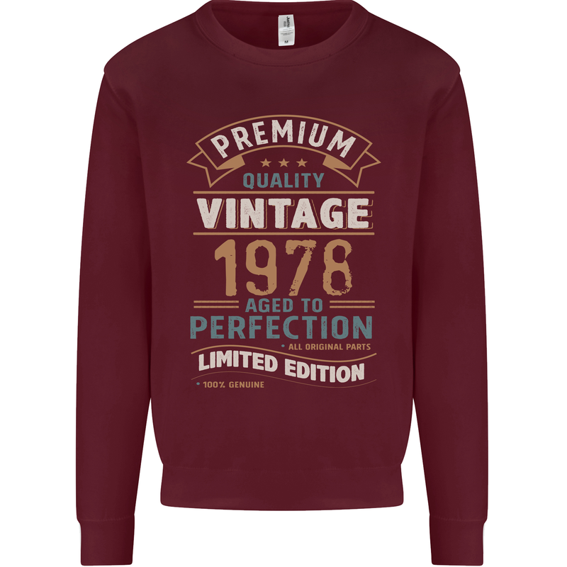 Premium Vintage 45th Birthday 1978 Mens Sweatshirt Jumper Maroon