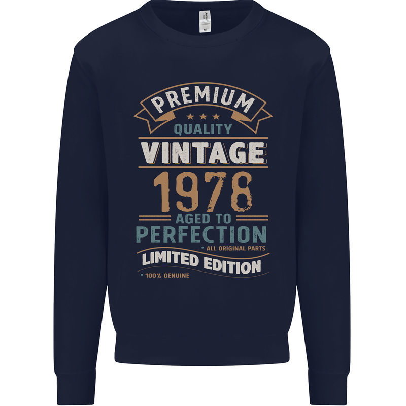 Premium Vintage 45th Birthday 1978 Mens Sweatshirt Jumper Navy Blue