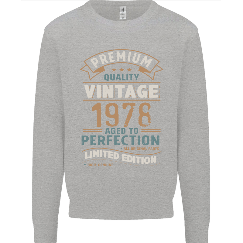 Premium Vintage 45th Birthday 1978 Mens Sweatshirt Jumper Sports Grey