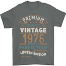 Premium Vintage 45th Birthday 1978 Mens T-Shirt 100% Cotton Charcoal