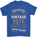 Premium Vintage 45th Birthday 1978 Mens T-Shirt 100% Cotton Royal Blue