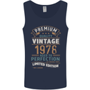 Premium Vintage 45th Birthday 1978 Mens Vest Tank Top Navy Blue