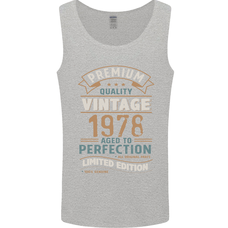 Premium Vintage 45th Birthday 1978 Mens Vest Tank Top Sports Grey