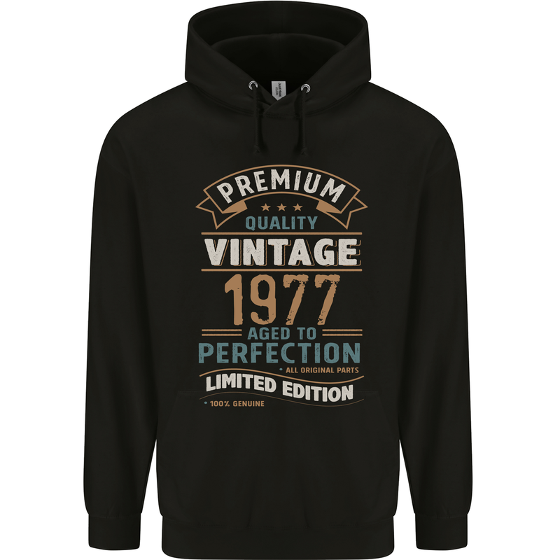 Premium Vintage 46th Birthday 1977 Mens 80% Cotton Hoodie Black