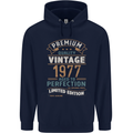Premium Vintage 46th Birthday 1977 Mens 80% Cotton Hoodie Navy Blue