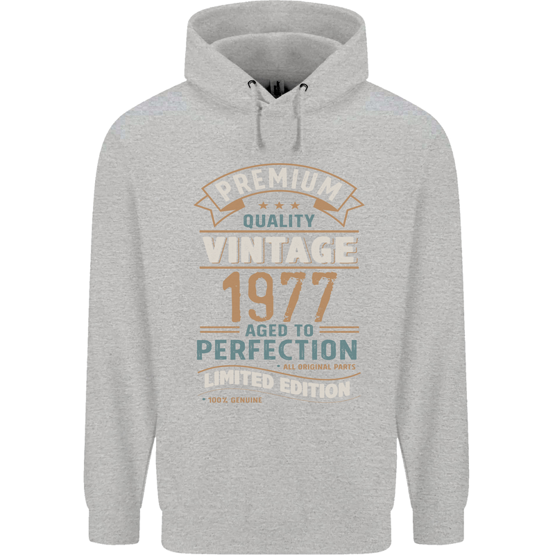 Premium Vintage 46th Birthday 1977 Mens 80% Cotton Hoodie Sports Grey