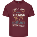 Premium Vintage 46th Birthday 1977 Mens Cotton T-Shirt Tee Top Maroon