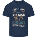 Premium Vintage 46th Birthday 1977 Mens Cotton T-Shirt Tee Top Navy Blue