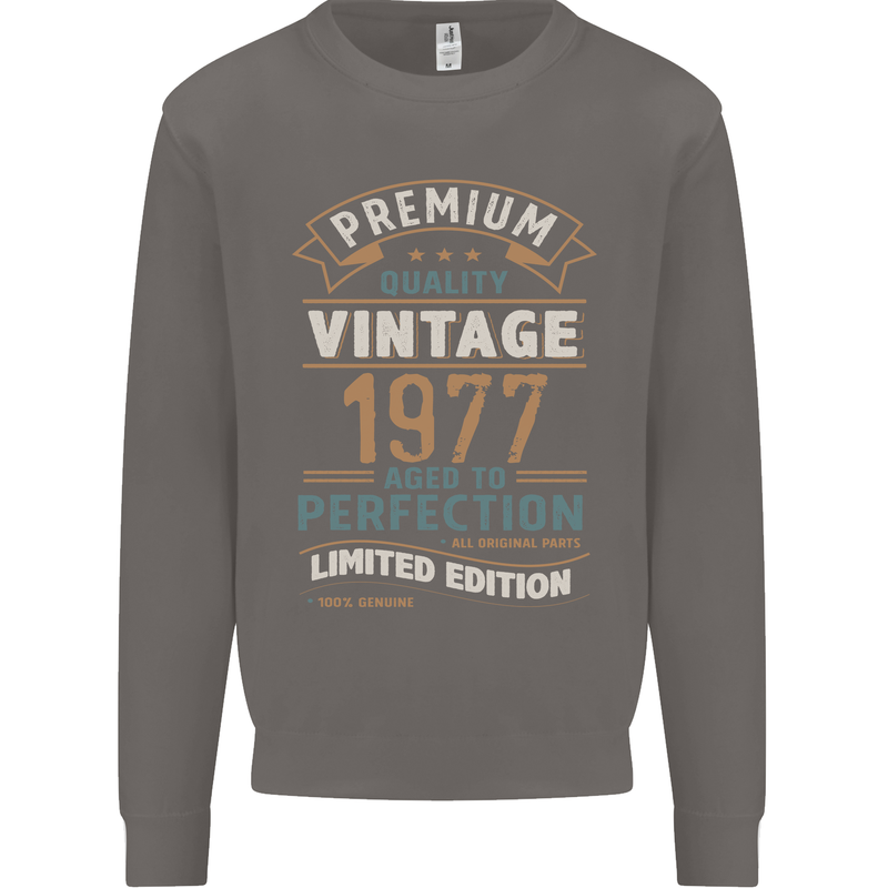 Premium Vintage 46th Birthday 1977 Mens Sweatshirt Jumper Charcoal