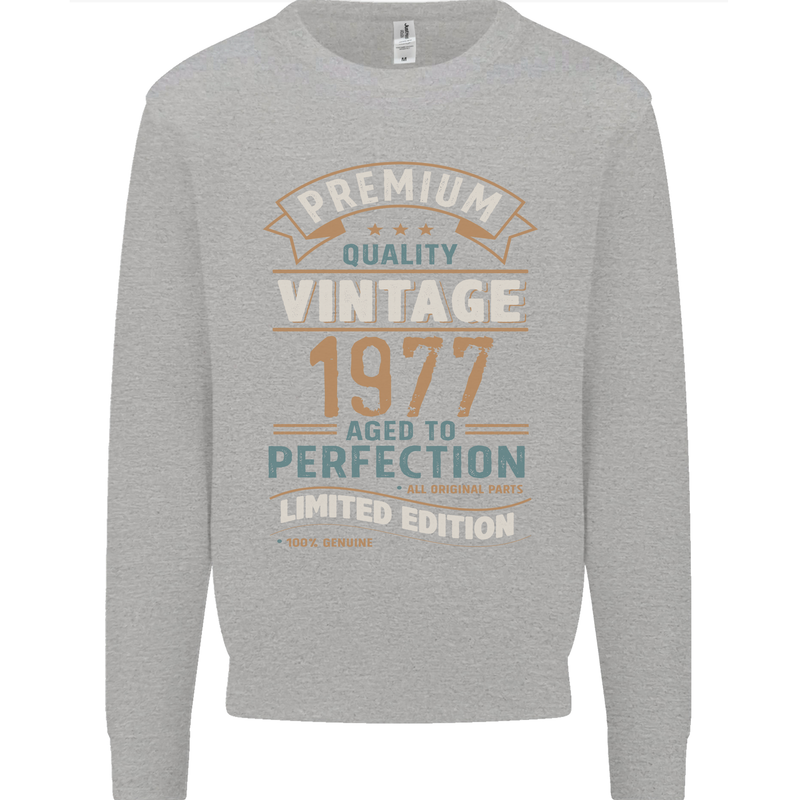 Premium Vintage 46th Birthday 1977 Mens Sweatshirt Jumper Sports Grey