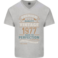 Premium Vintage 46th Birthday 1977 Mens V-Neck Cotton T-Shirt Sports Grey