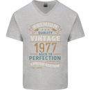 Premium Vintage 46th Birthday 1977 Mens V-Neck Cotton T-Shirt Sports Grey