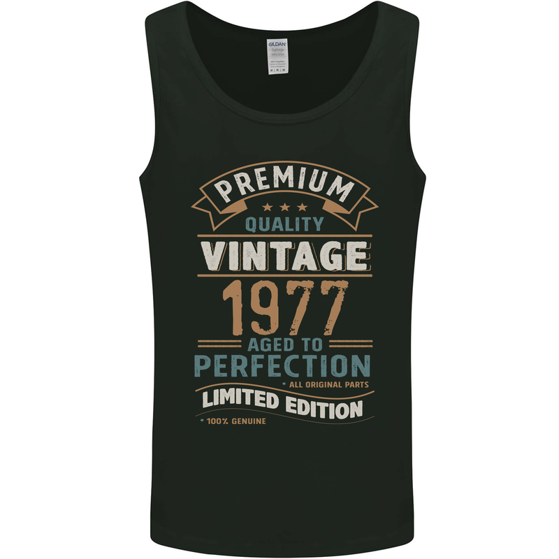 Premium Vintage 46th Birthday 1977 Mens Vest Tank Top Black