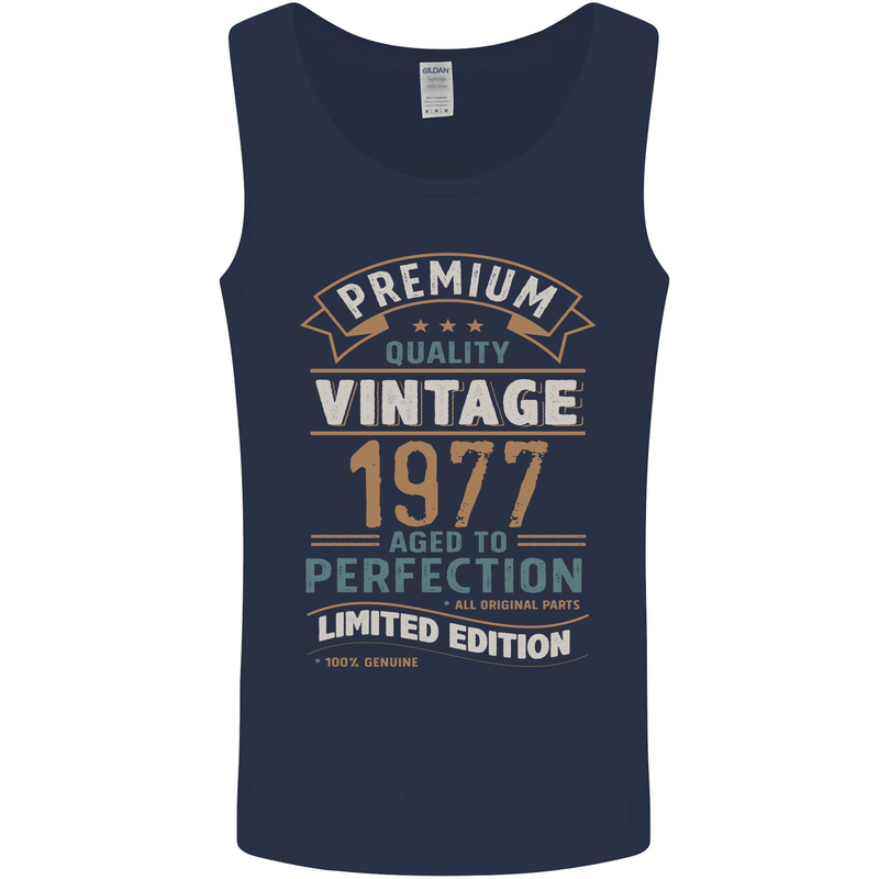 Premium Vintage 46th Birthday 1977 Mens Vest Tank Top Navy Blue