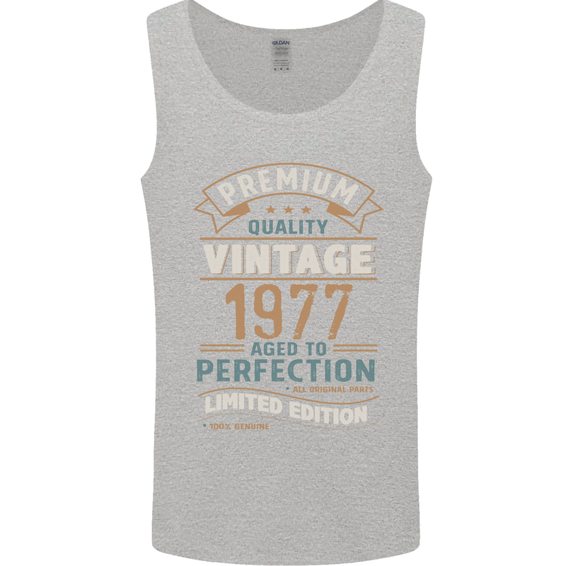 Premium Vintage 46th Birthday 1977 Mens Vest Tank Top Sports Grey