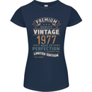 Premium Vintage 46th Birthday 1977 Womens Petite Cut T-Shirt Navy Blue