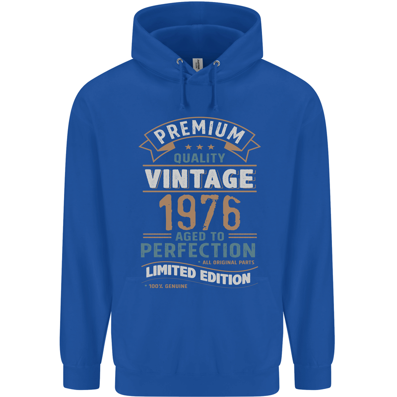 Premium Vintage 47th Birthday 1976 Mens 80% Cotton Hoodie Royal Blue
