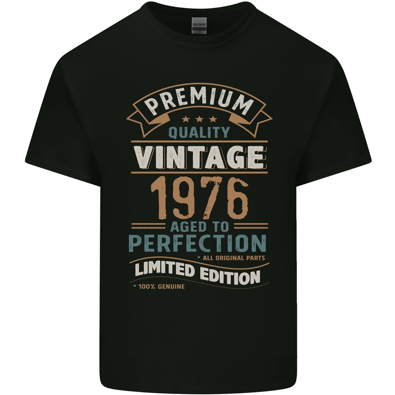 Premium Vintage 47th Birthday 1976 Mens Cotton T-Shirt Tee Top Black