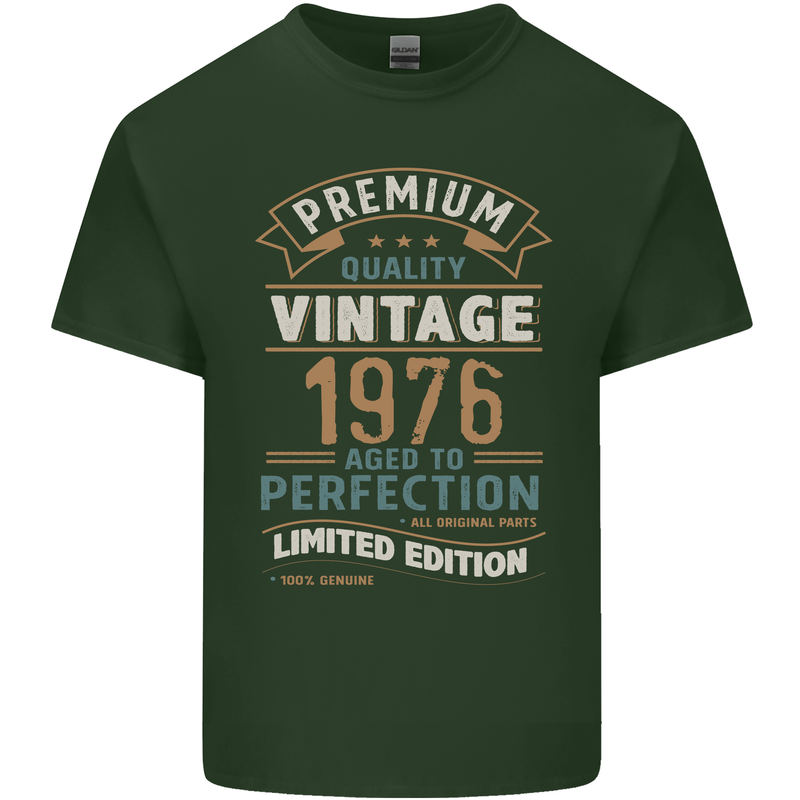Premium Vintage 47th Birthday 1976 Mens Cotton T-Shirt Tee Top Forest Green